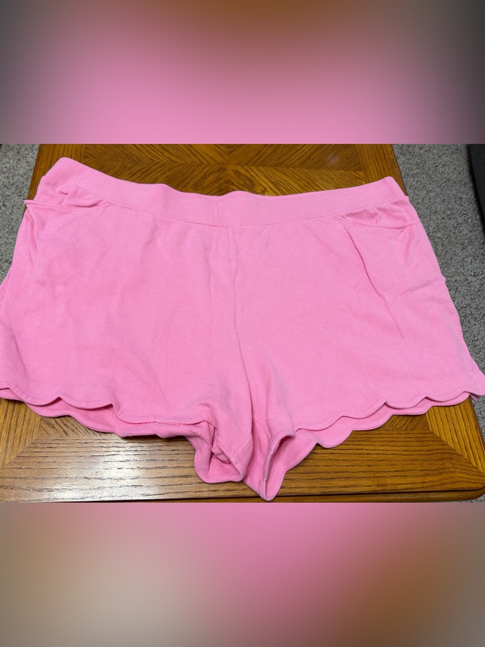 Kim Gravel Belle Pink Scallop Hem Lounge Shorts size 3X